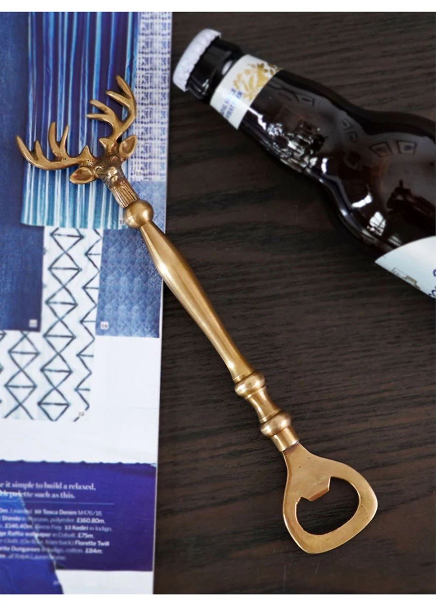 latão antler em forma de cerveja abridor de garrafa abridor de garrafa criativo nordic decoração para casa retro barra ferramentas beber vinho abridor de cerveja