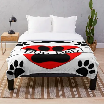 

Dog Dad Paw And Red Heart Drawing Throw Blanket Soft Sherpa Blanket Bed Sheet Single Knee Blanket Office Nap Blanket