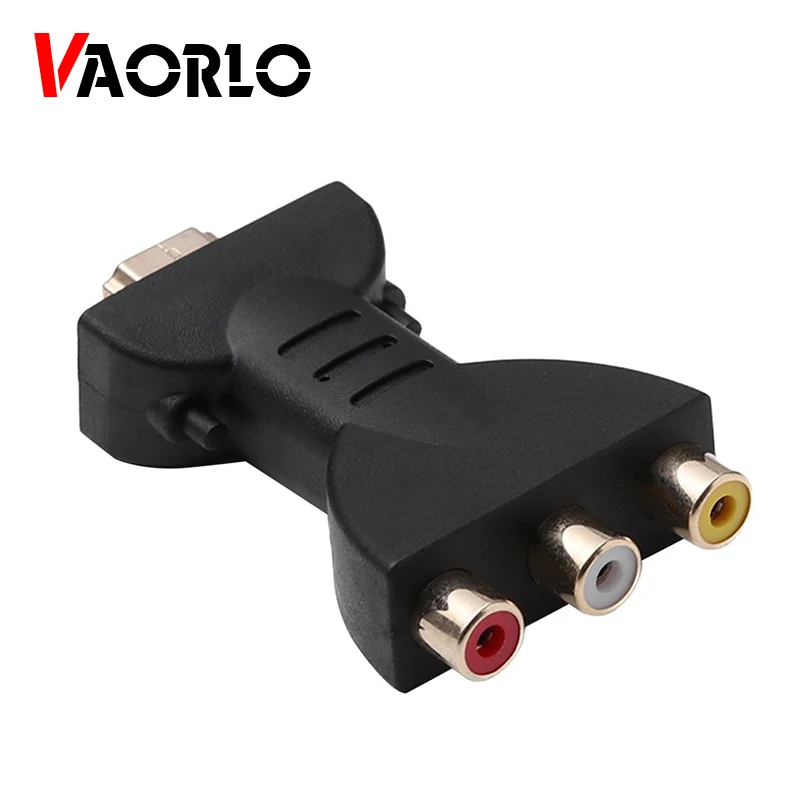 VAORLO Gold-plated HDMI-compatible to 3 RGB RCA Video Audio Adapter AV Component Converter