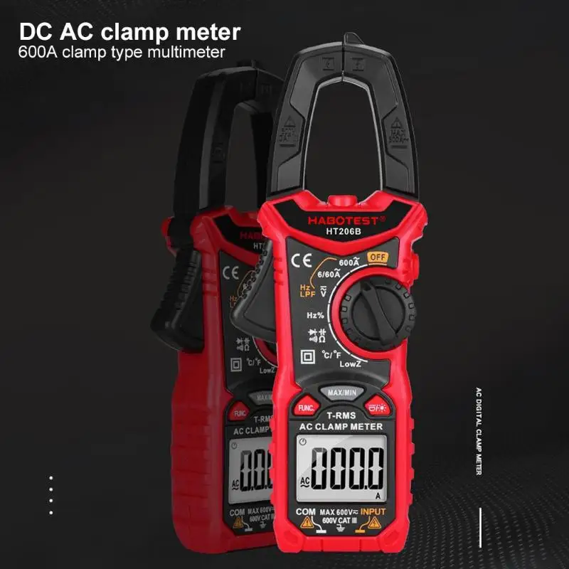 HABOTEST HT206A/HT206B/HT206D AC/DC Цифровой клещи мультиметр НТС клещи мультиметр Напряжение Ток Сопротивление тестер