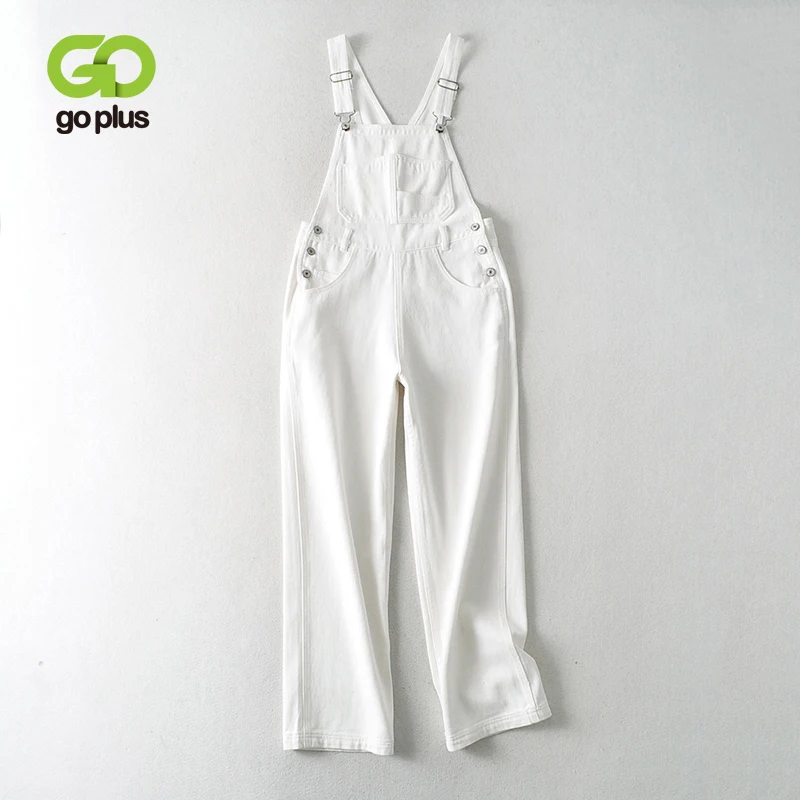 GOPLUS Jeans Selling Beauty products rankings Women High Waisted Denim White Overalls Vinat Pants