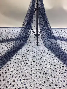 

Net Lace Sequence Fabrics Nigerian Sequins Lace Fabrics High Quality French Mesh Lace Fabric for Wedding Party