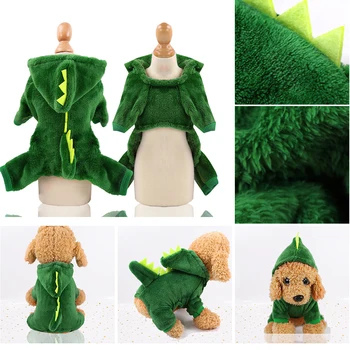 

Pet Cat Clothes Funny Dinosaur Costumes Coat Winter Warm Fleece Cat Cloth For Small Cats Kitten Hoodie Puppy Dog Clothes Xs-Xxl