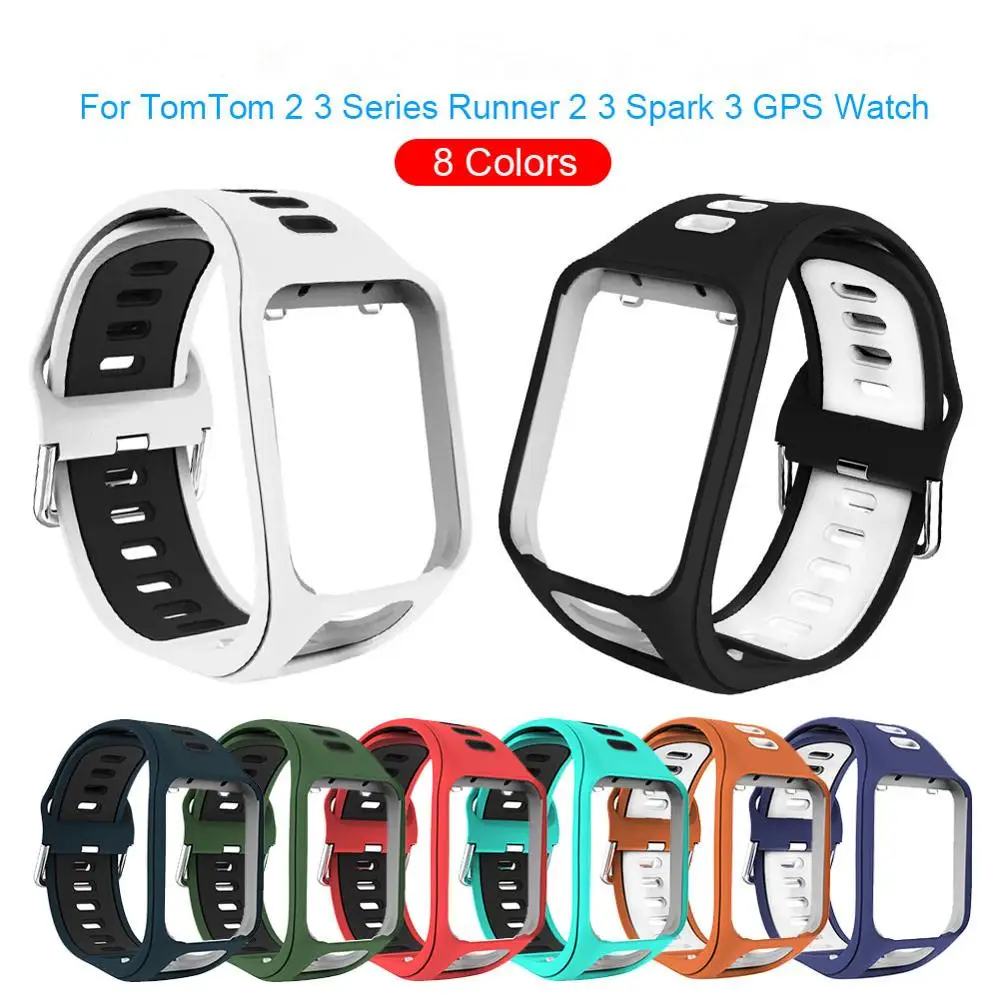 Двухцветный силиконовый ремешок для часов навигатора TomTom Runner 2/3 Spark/3 Sport gps Смарт