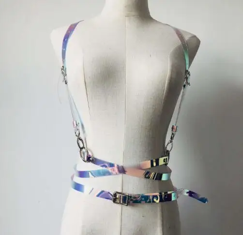 

Nightclub DJ dance Strap Holographic Sling Women Suspender Belt Tpu Leather