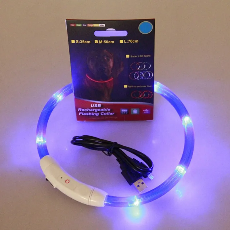 Rechargeable USB LED Flashing Light Band Belt Safety Pet Dog Collar