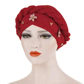 

1PC New Women Elastic Turban Hat Muslim Hijab Islamic Jersey Beads Chemo Cap Ladies Hijab Stretch Head Wrap Head Scarf