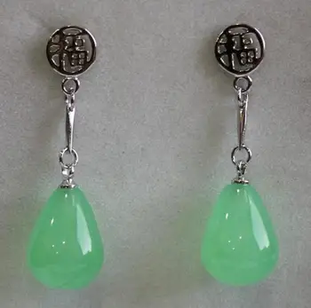 

Fashion jewelry Free Shipping Hot Sell NEW wholesale fancy design Chinese style 12*16mm light green jades earring