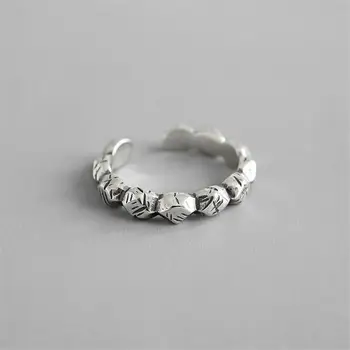 

Ins Rock Texture Real Sterling Silver Rings For Women High Quality Fine Jewelry Femme Open Ring Vintage High Quality 925-1041