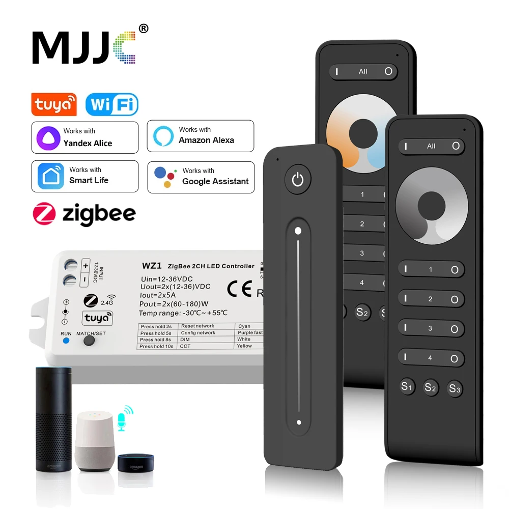 Zigbee LED Dimmer 12V 24V Tuya Smart Life 2.4G RF Wireless Remote Magic Home Wifi WW CW CCT Strip Light Controller WZ1 | Освещение