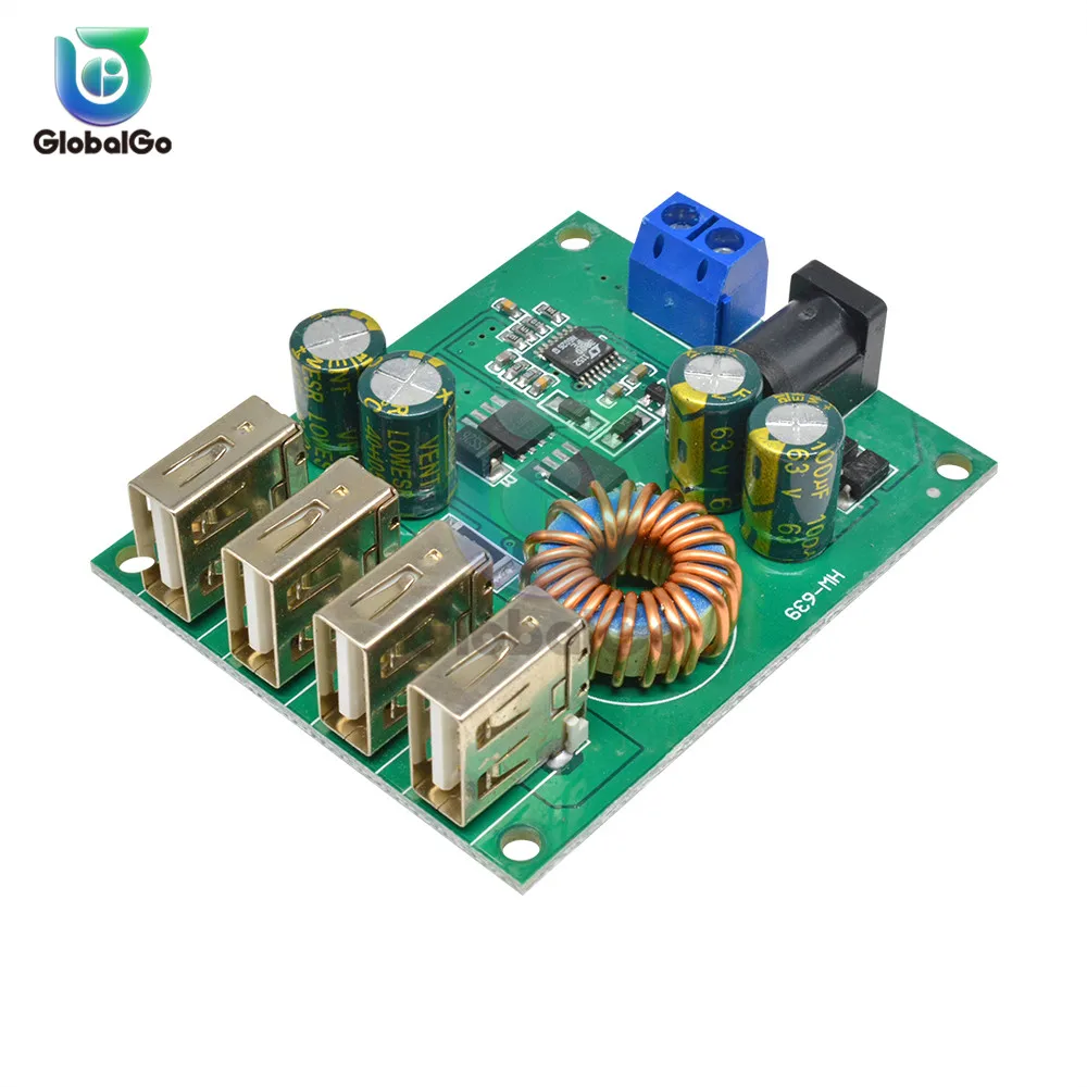

4 Port USB 5V 5A Auto Car Power Supply Step Down Module Mobile High Power Mobile Phone Charging Module