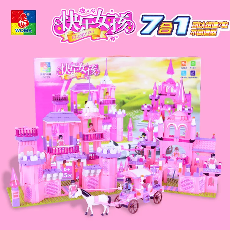 

Wma Castle Series GIRL'S Inserted Building Blocks Six-in-One Scene Educational Toy