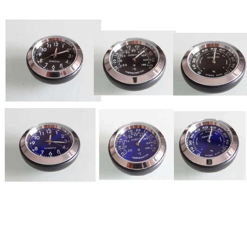 Universal Motorcycle Bike Dial Handlebar Clock Thermometer Hygrometer Meter Stainless Steel Black Blue Two Colors