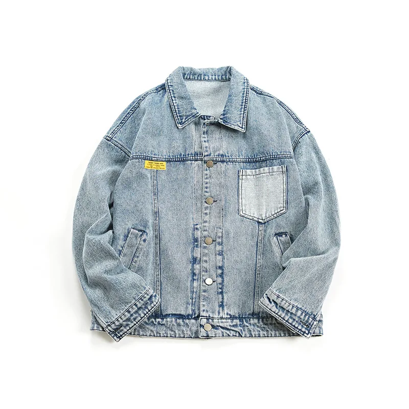 

Wu Airlines 2020 Spring Japanese-style Retro Loose-Fit Multi-pockets Washing Fold-down Collar Denim Jacket Men's Fashion Workwea