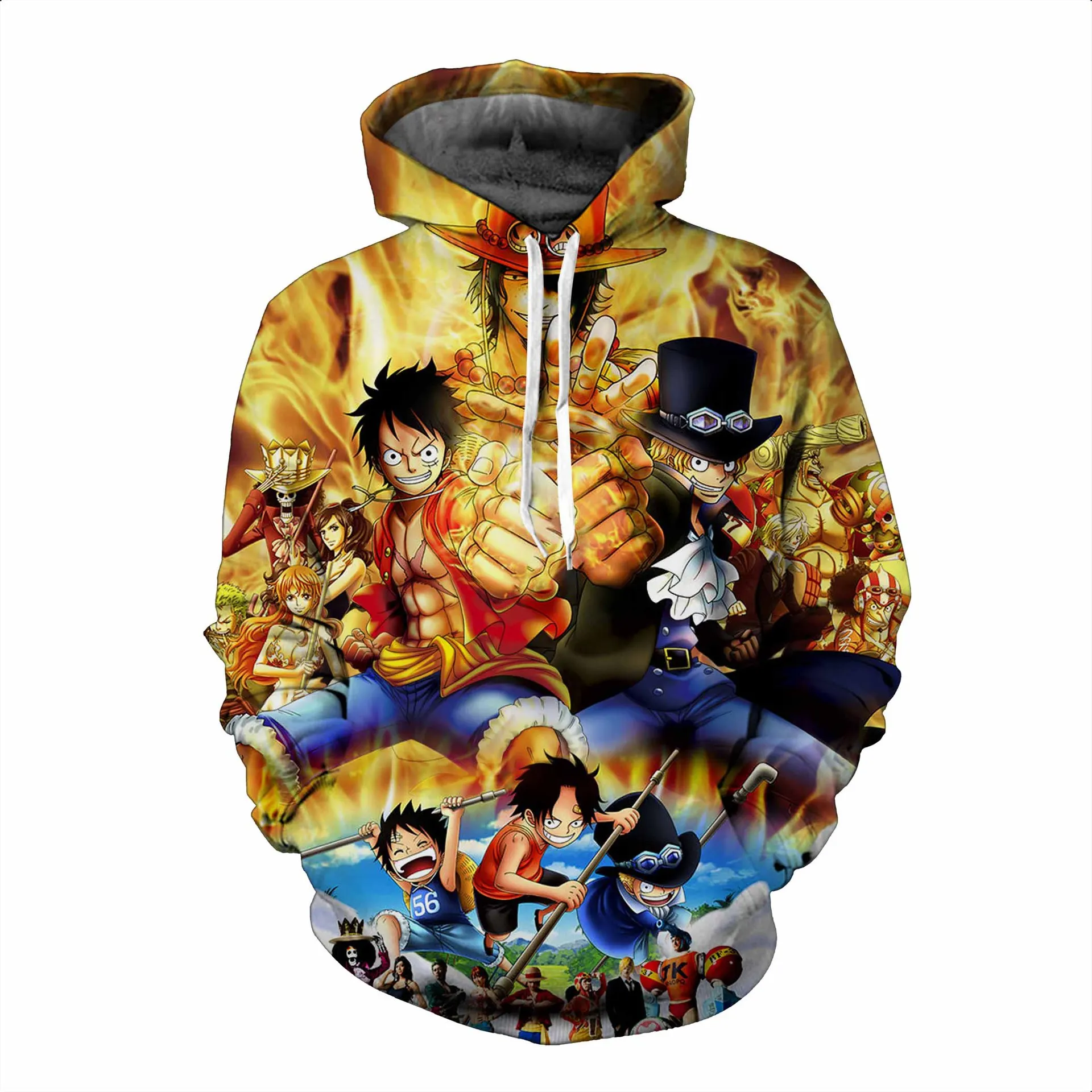 Серебристый ONE PIECE Monkey D Luffy DRAGON BALL Son Goku hoodie cosplay Character Printing zipper Sweatshirts Men's casual Hooded sweater - Цвет: Серебристый
