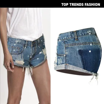 

Street Wear Woman Jeans Shorts European Style Woman Jeans Female Summer Denim Beading Trouser Boot Cut Pants