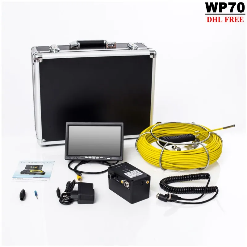 DHL FREE WP70 Pipeline Drain Plumbing Sewer Video Camera LCD Screen Sewer Pipe Inspection Snake Waterproof Video Camera System