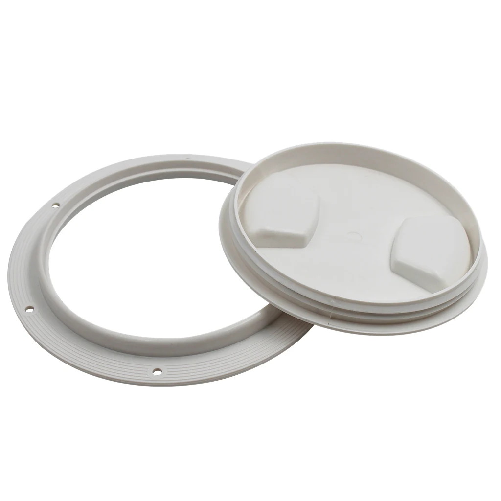 Marine Deck Plate, 5-1/2 Inch Marine Hatch Cover Pull Out Inspection Hatch for Boat Kayak Canoe, White