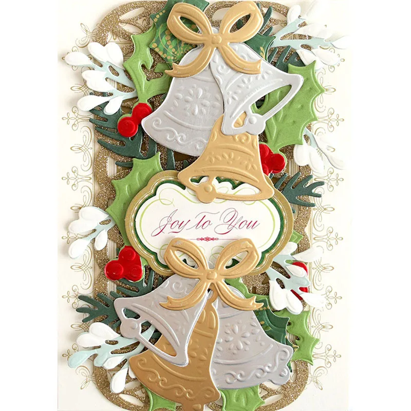 

2020 New Metal Cutting Dies and Scrapbooking for Paper Making Merry Christmas Bloom Embossing Christmas Plant with Bells