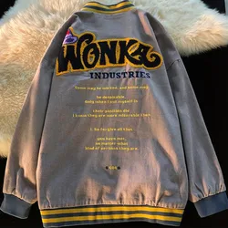 Retro uniforme de beisebol letras bordadas jaqueta feminina oversized solto casacos estilo punk harajuku moda adolescentes outerwear