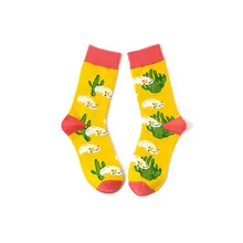 Модные мужские женские унисекс повседневные хлопковые носки средней длины с принтом