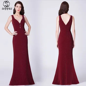 

Skyyue Bridesmaid Dress V-neck Sleeveless Women Party for Girls Sequin Backless Plus Size Robe Demoiselle D Honneur 2019 C511
