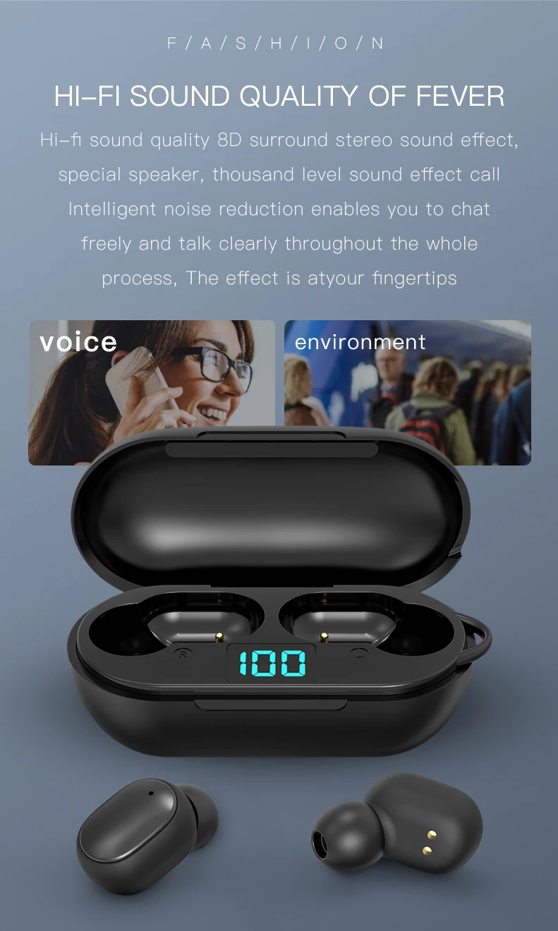 

H6 Bluetooth headset wireless sports TWS5.0 mini digital display in-ear