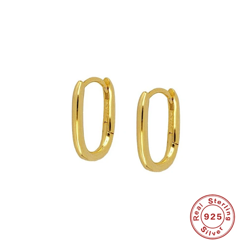 

925 Sterling Silver Hoop Earrings For Women Simplicity Glossy Oval Earring Hoops Earings Luxury Circle Round Jewelry Pendientes