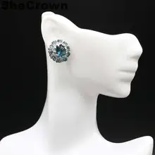 18x17 мм, женские свадебные серебряные серьги-гвоздики с голубым топазом из Лондона