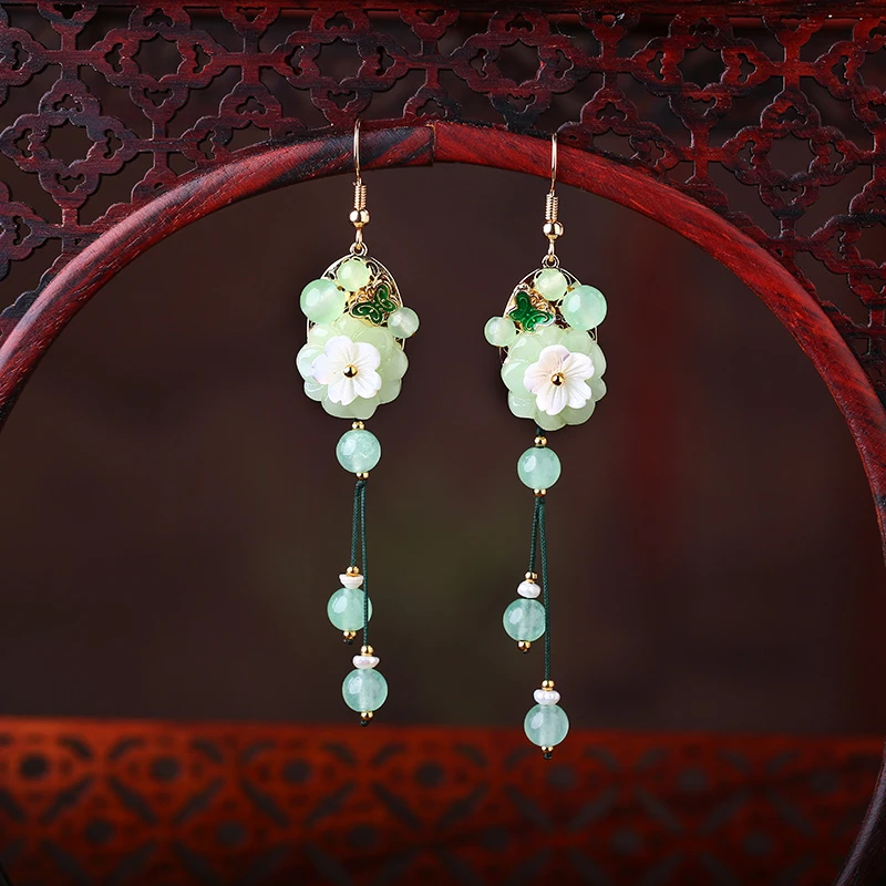 Old Pawn Silver and Jade Clip Earrings