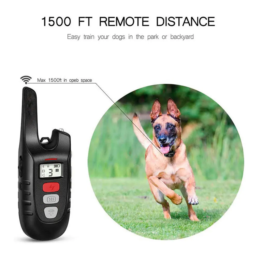 

Pet Remote Control 800m Electric Dog Training Collar Waterproof Rechargeable with LCD Display for All Size Shock Vibration Sound