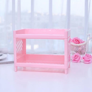 

Bathroom Multi-Storey Floor Storage Rack Bathroom Kitchen Plastic Finishing Rack Bathroom Wash Shelf Shelves Solid Color Pink