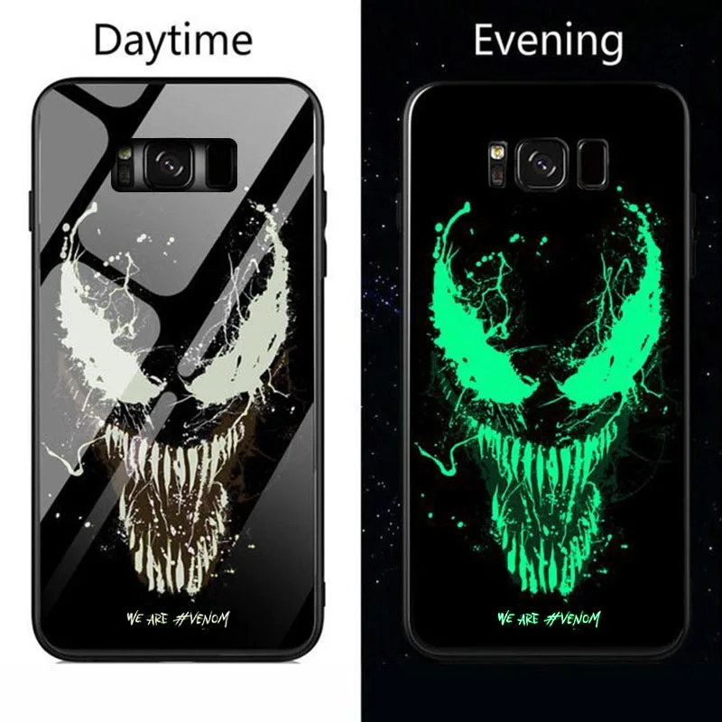 Чудо-яд чехол в виде светящегося стекла для samsung Galaxy S10 S9 S8 PLUS Мстители задняя крышка для Galaxy Note 10 Pro 9 8 чехол для телефона - Цвет: 01