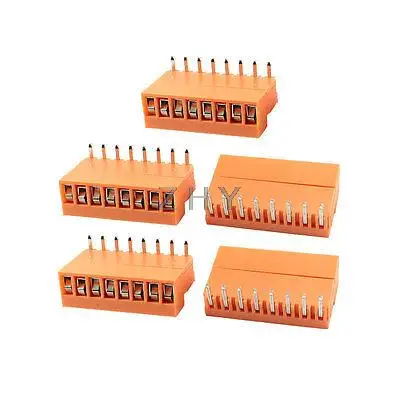 

5 Set Single Row 8 Positions 3.96mm Right Angle Pluggable Terminal Block Orange