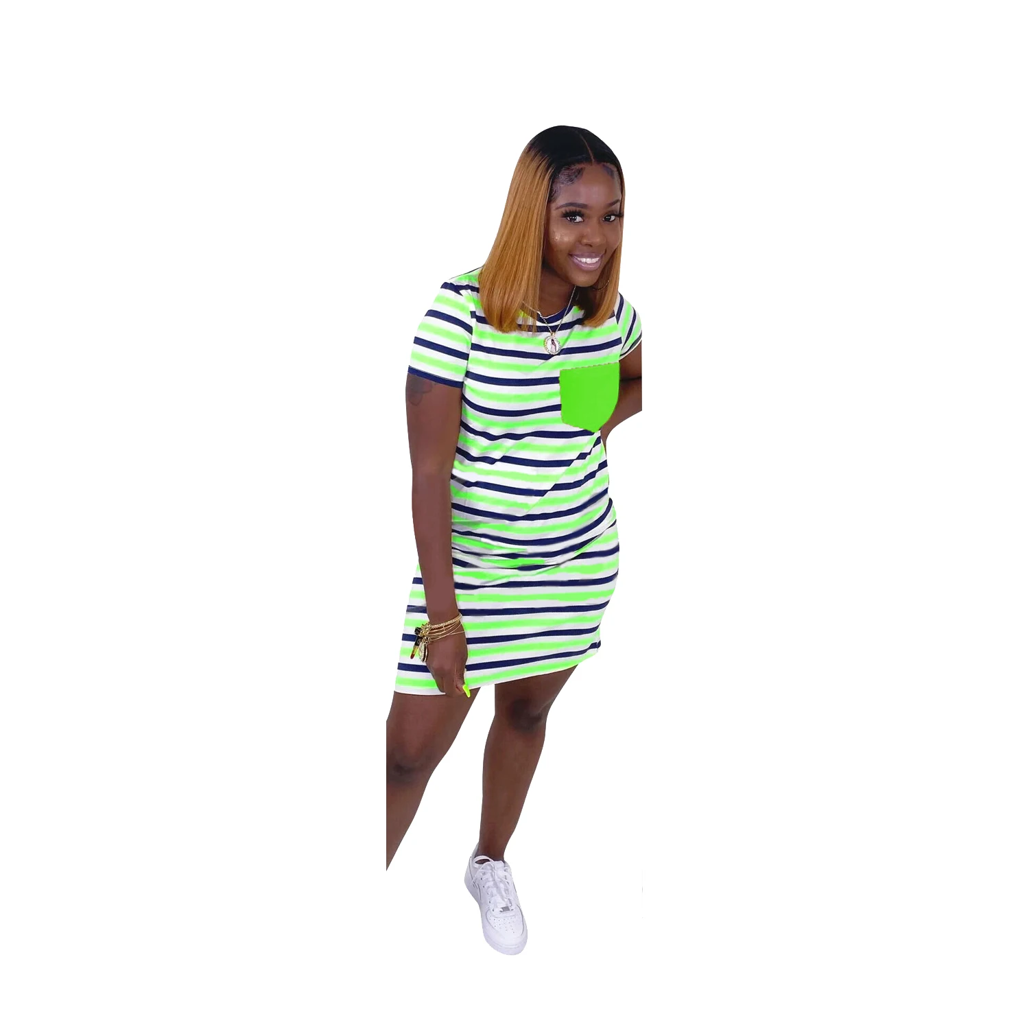 2020 Women Summer Fashion Dress Mini Dress Striped Print Short Sleeve Sexy Bandage Beach Night Club Party Dresses Vestido GL9248