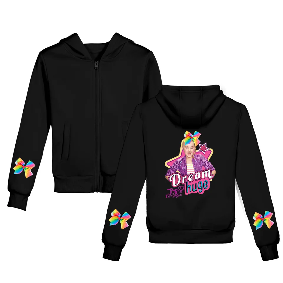 Г. JoJo Siwa/осенне-зимняя Толстовка для девочек с длинными рукавами на молнии, пальто с капюшоном верхняя одежда для детей, косплей, хлопковые спортивные повседневные топы, подарки