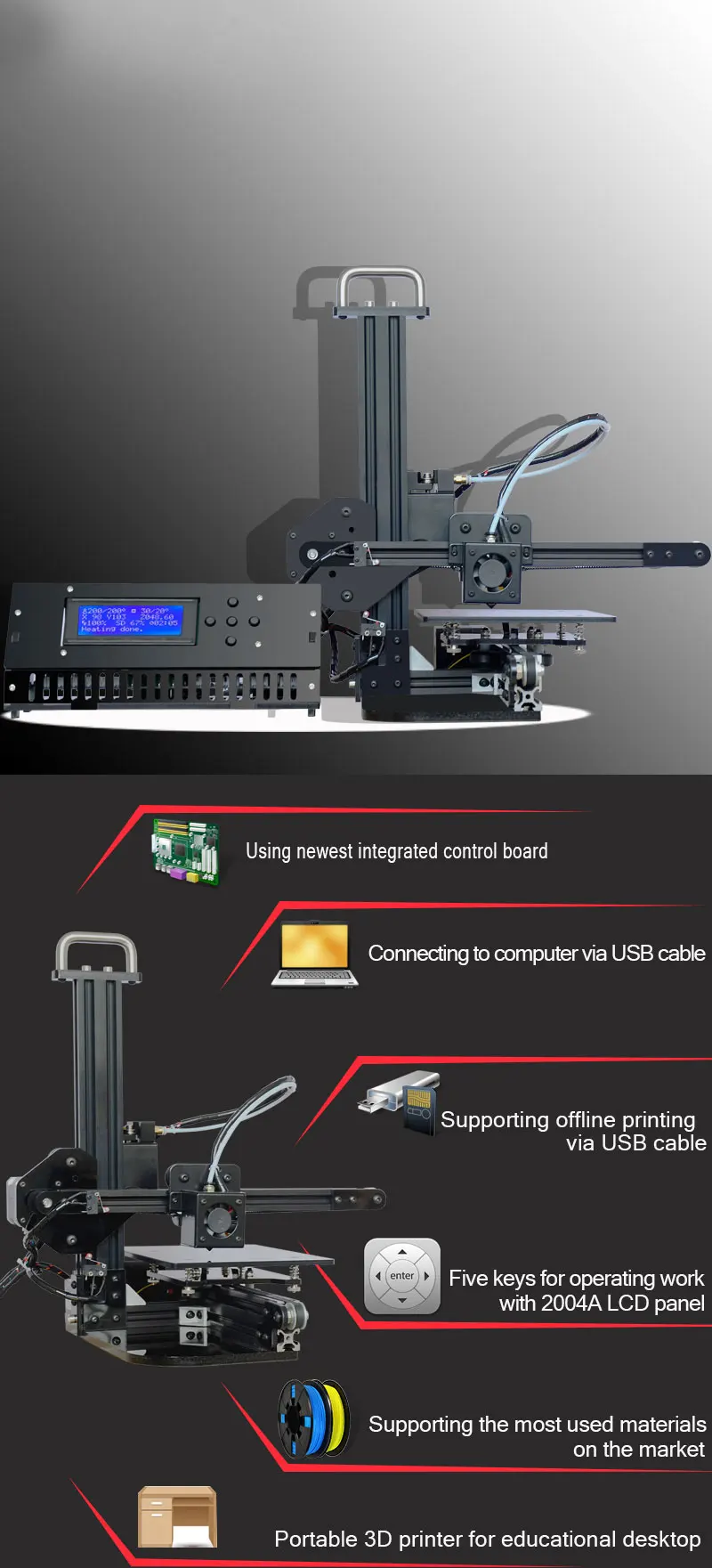 Tronxy X1 3d принтер I3 Impresora шкив версия линейная направляющая Imprimante ЖК-дисплей DIY высокоточная Поддержка печати Off-line