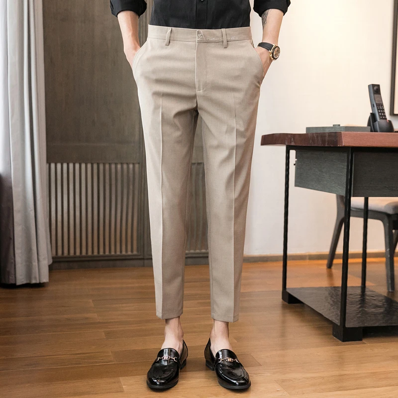 Plain Color Men's Business Dress Pants 