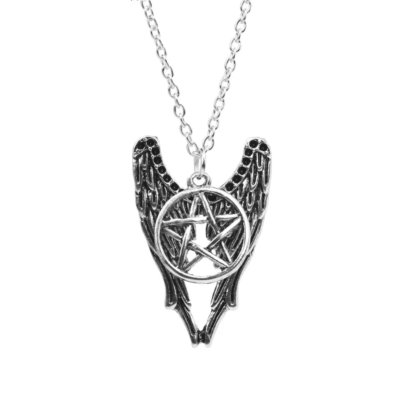 

Europe And America Accessories Evil supernature Five-pointed Star Dark Angel Wings Necklace Manufacturers Wholesale