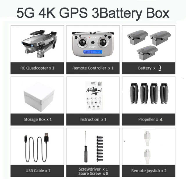 5G 4K GPS 3B BOX ZLRC SG907 gps Дрон с 4K HD двойной камерой Широкий угол анти-встряхивание wifi FPV RC Квадрокоптер складной дроны Профессиональный следи за мной - Цвет: 5G 4K GPS 3B BOX