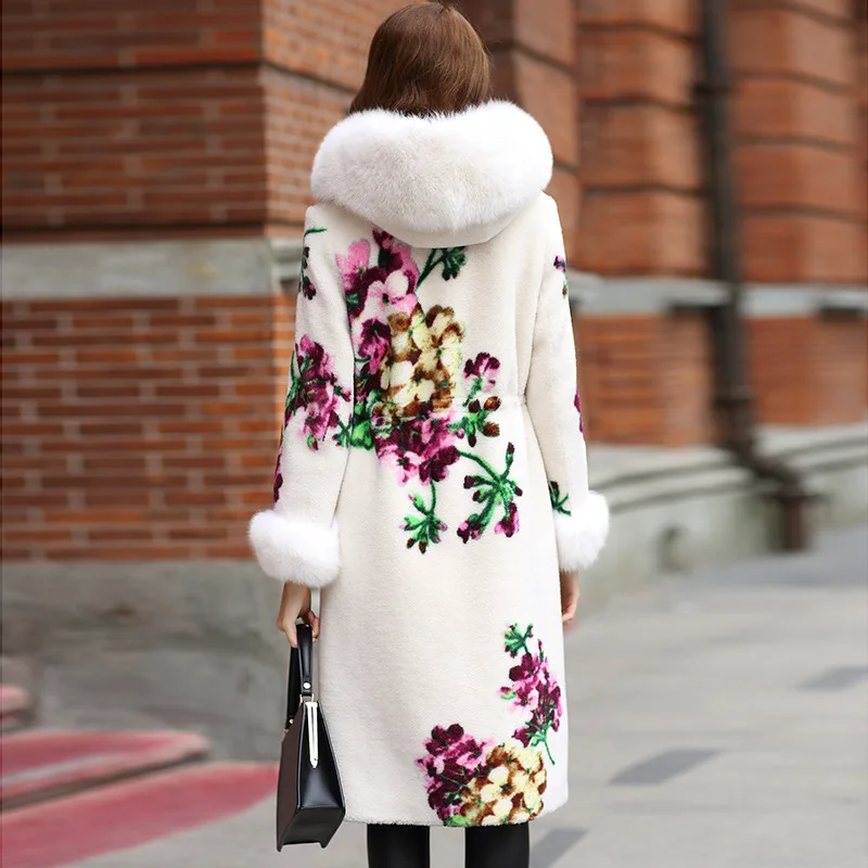 

Real Coat Women Winter Warm Thick Sheep Shearing Jacket Womens Fox Fur Collar Long Jackets Chaquetas Mujer HQ12-MC03C YY362