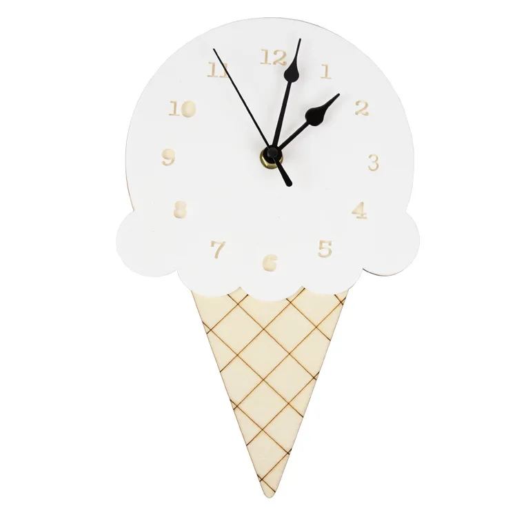 White Ice Cream Мультфильм мороженое часы домашний декор Детская комната настенные украшения настенные часы Рождество лучший орнамент подарки на день рождения - Цвет: White Ice Cream