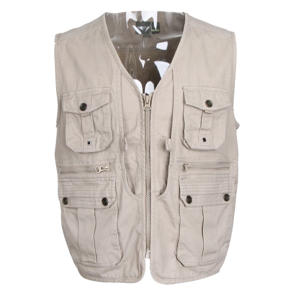 Mens Fishing Vest Casual Outdoor Work Pockets Camping Hunting Multi Pocket Waistcoat Jackets