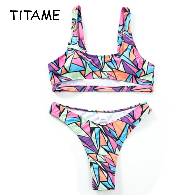

Women Bikini Set 2020 Women's Sexy Geometric Colorful Bikini Push-Up Padded Swimwear Bathing Two Piece Swimsuit Beachwear