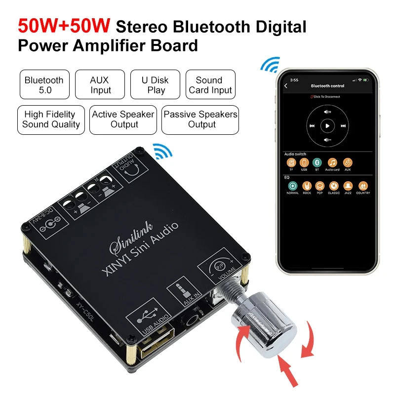 Mini Bluetooth 5.0 Digitalverstärker HiFi USB Stereo Endstufe 50W 50W 