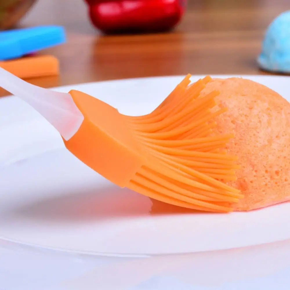 2pcs Food Grade Silicone Brush For Butter Cream Oil Liquid Albumen High Temperature Resistance Barbecue BBQ Brush Baking Tool