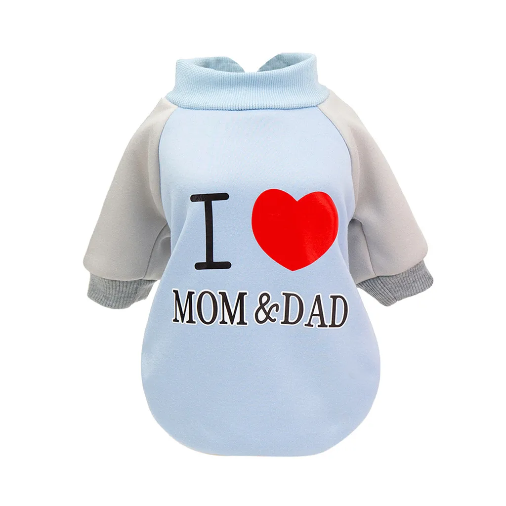 Новинка; толстовка с капюшоном для домашних животных с надписью «i love mom and DAD»; сезон осень-зима; модная Милая удобная одежда; теплая одежда для кошек и собак; YH
