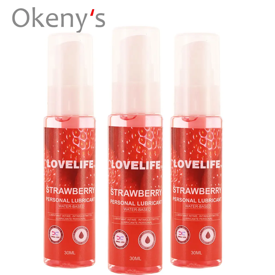 30ml Strawberry Flavor Edible Lubricant for Anal Vaginal Oral Sex Silicone Lubricating Oil Adult Sex Products
