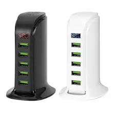5 в 4A светодиодный дисплей 5 портов USB зарядное устройство концентратор USB зарядная док-станция зарядное устройство для путешествий Быстрая зарядка для смартфонов планшетов ПК