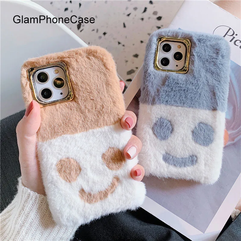 GlamPhone чехол плюшевый смайлик чехол для телефона для iPhone11Pro/Max X XS Max XR Мягкий силиконовый чехол для iPhone11 7 8 6 6s Plus чехол